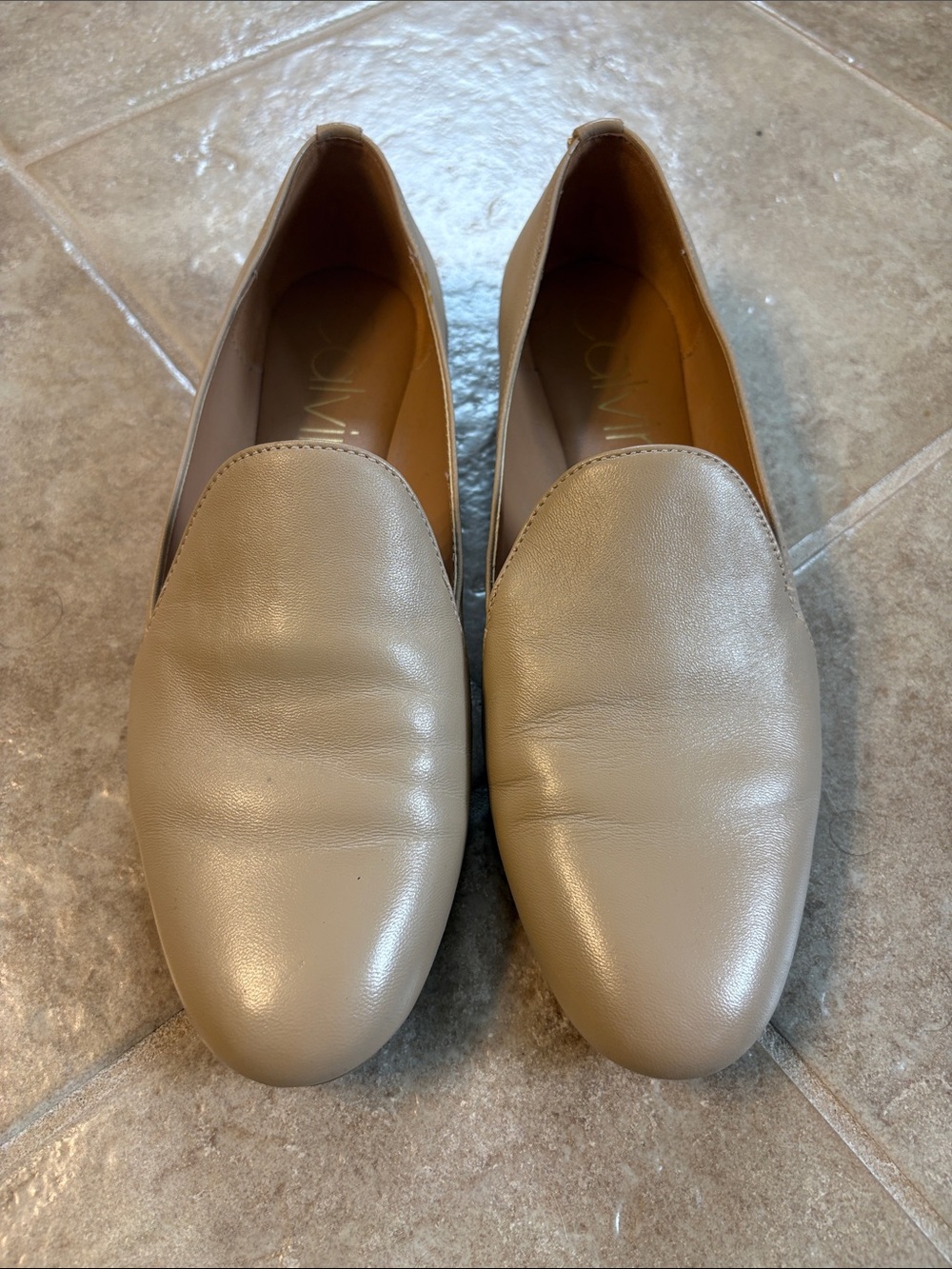 Calvin Klein Women's Neutral Beige Slip-On Loafers